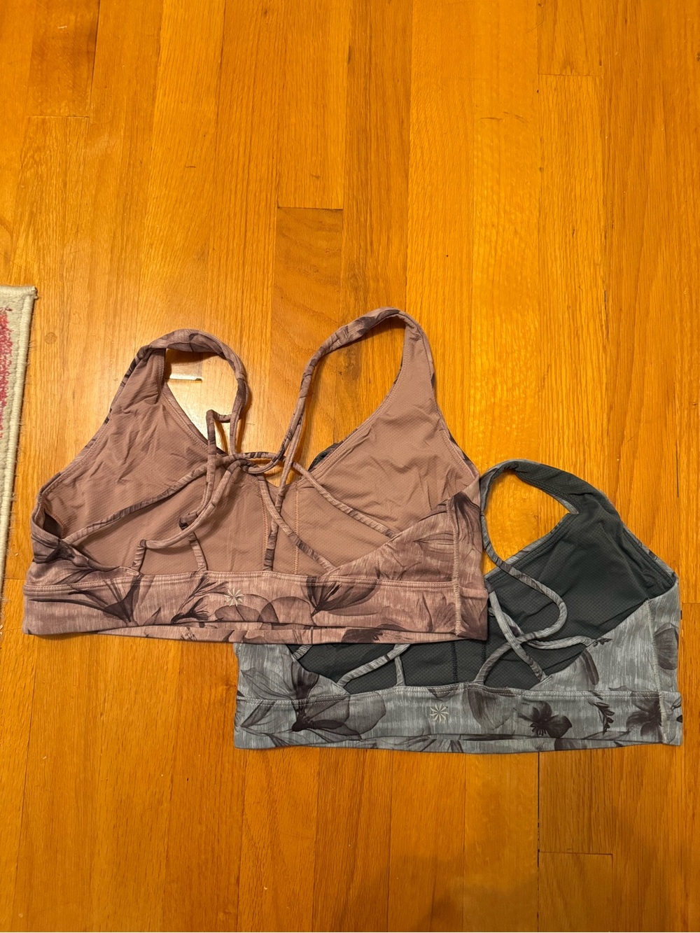 Athleta Floral Seamless Bralettes in Mauve and Slate set of two - Picture 2 of 5